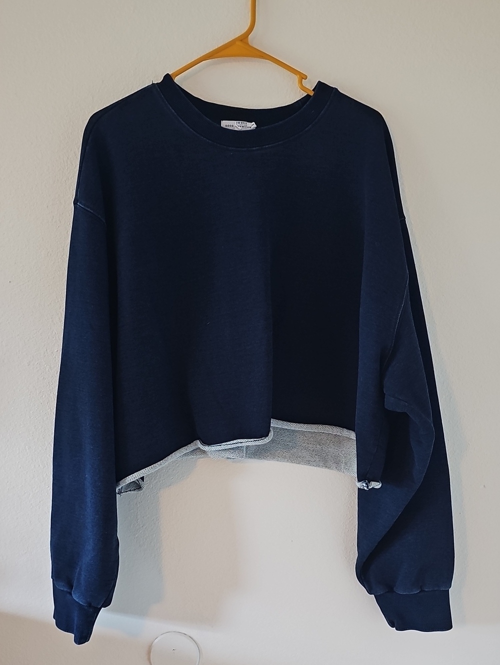 ●●GOOD AMERICAN CROPPED DISTRESSED DENIM SWEATSHIRT NWOT S.6 / 3X-4X●●